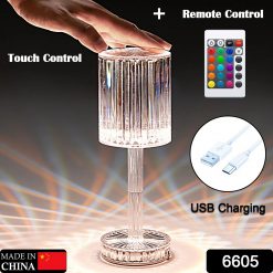 Crystal Table Lamp , Touch Control Atmosphere Nightstand Lamp With USB Charging Line