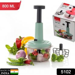 2in1 push chopper 800ml Stainless Steel Blade Quick & Powerful Manual Hand Held Food Chopper to Chop & Cut Fruits, Vegetables, Herbs, Onions for Salsa, Salad