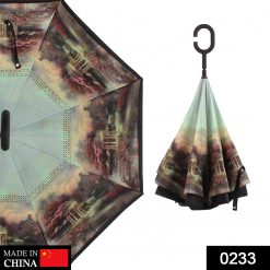 Printed Travel Windproof Umbrella (Reverse Umbrella)