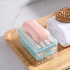 2-in-1 Portable Soap Dish & Soap Dispenser with Roller and Drain Holes, Multifunctional Soap Holder Foaming Soap Bar Box for Home, Kitchen, Bathroom
