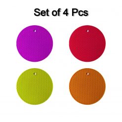 4 Pc Silicon Hot Mat For Placing Hot Vessels And Utensils Over It Easily Without Having Any Visible Marks On Surfaces.
