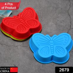 Butterfly Shape Cake Cup Liners I Silicone Baking Cups I Muffin Cupcake Cases I Microwave or Oven Tray Safe I Molds for Handmade Soap, Biscuit, Chocolate, Muffins, Jelly  Pack of 4