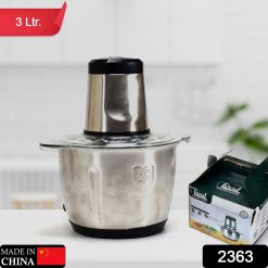 Stainless Steel Electric Meat Grinders with Bowl Heavy for Kitchen Food Chopper, Meat, Vegetables, Onion , Garlic Slicer Dicer, Fruit & Nuts Blender (3L, 300Watts)
