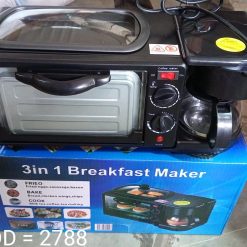 3 in 1 Breakfast Maker Portable Toaster Oven, Grill Pan & Coffee Maker Full Breakfast Ready at One Go