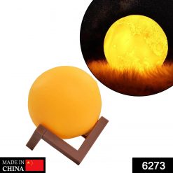 Moon Night Lamp Yellow Color with Wooden Stand Night Lamp for Bedroom