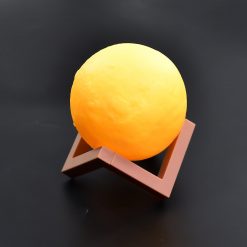 Moon Night Lamp Yellow Color with Wooden Stand Night Lamp for Bedroom