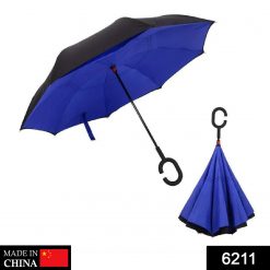 Plain design Windproof Upside Down Reverse Umbrella with C-Shaped Handle